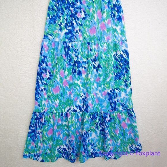 New! SAM EDELMAN  Brushstroke Print Mock Neck Dress - Blue Multi, size 10 - Picture 5 of 16